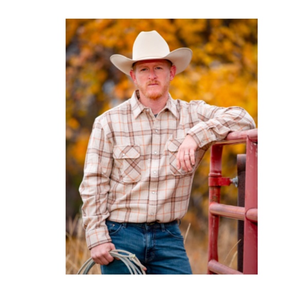 Wyoming Traders Mens Plaid Snap Up Long Sleeve 100% Wool Ranch Wear Shirt